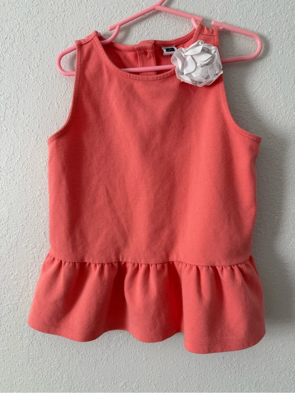 Janie and Jack Coral Peplum Top Girls Size 7 Sleeveless Rosette Shirt